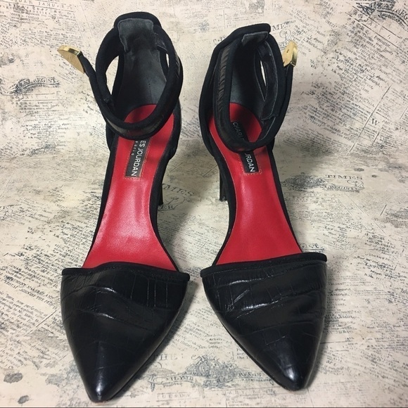 Charles Jourdan Paris Raven Ankle Strap Black Pump - Picture 4 of 15